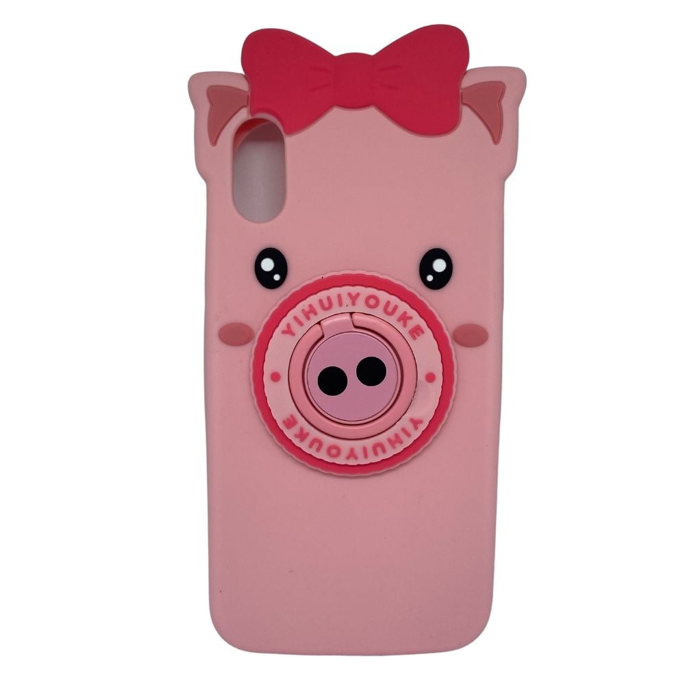 Capa Porquinho Rosa Com Suporte 6 7 8 Plus X Xr Xs Max